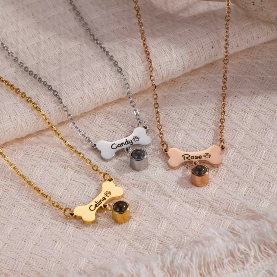 Pet Dog Bone Photo Necklace